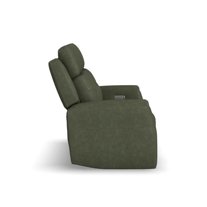 Felix Power Reclining Loveseat with Power Headrest, Lumbar, Heat & Massage - Leather 408-21