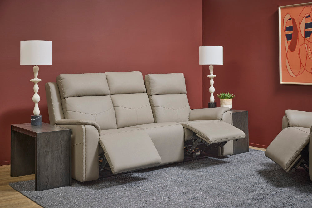 Vernon Power Reclining Sofa with Console, Power Headrest, Lumbar, Heat & Massage - Fabric 386-01