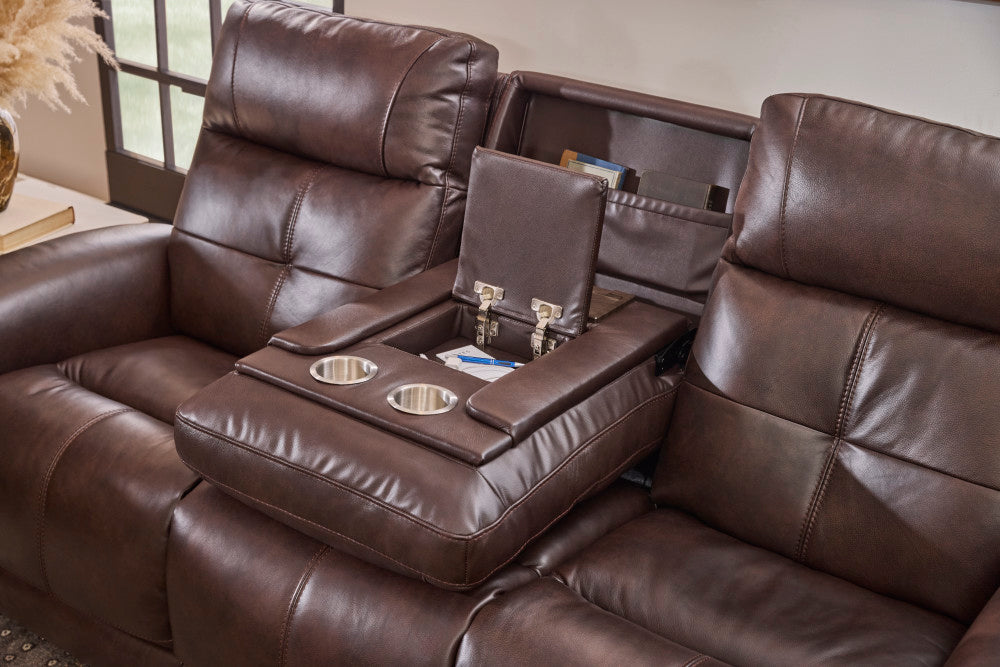 Ranger Power Reclining Sofa with Console, Power Headrest, Lumbar, Heat & Massage - Leather 439-70