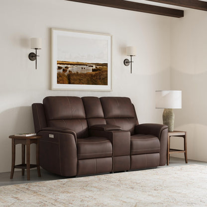 Henry Power Reclining Loveseat with Console & Power Headrests & Lumbar - Fabric 946-71