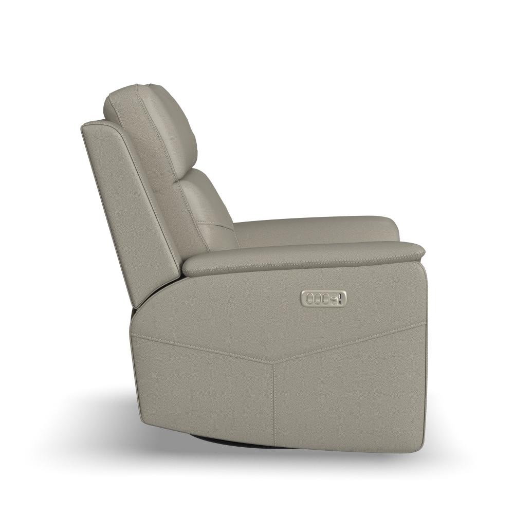 Vernon Power Swivel Gliding Recliner with Power Headrest, Lumbar, Heat & Massage - Taupe