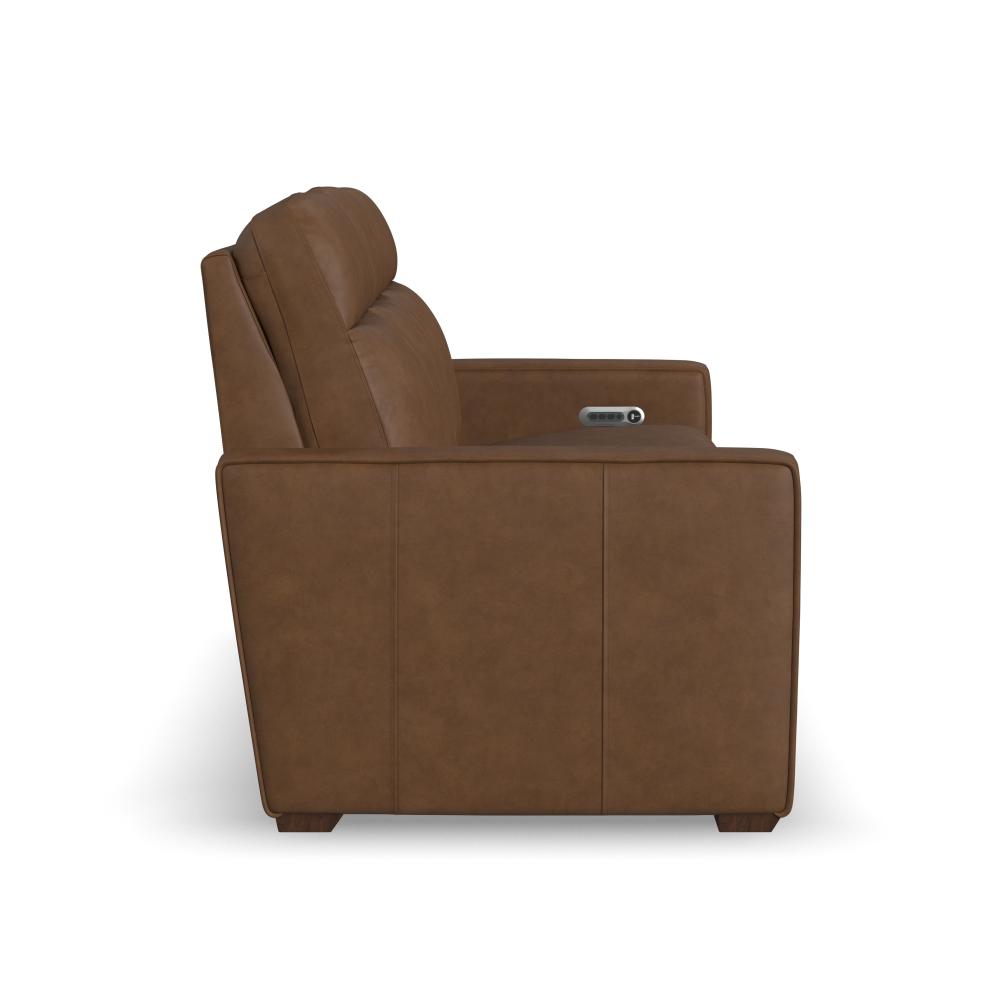 Dutch Power Reclining Sofa with Console, Power Headrest, & Lumbar - Leather 562-80