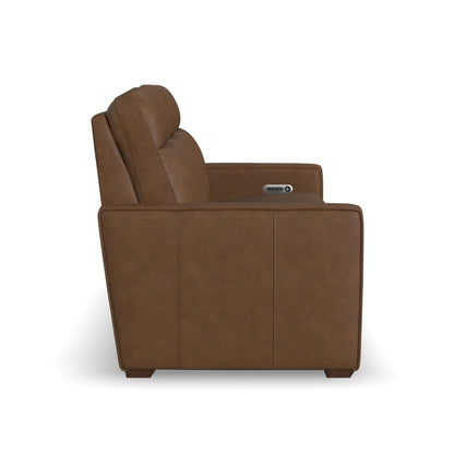 Dutch Power Reclining Sofa with Console, Power Headrest, & Lumbar - Leather 562-80