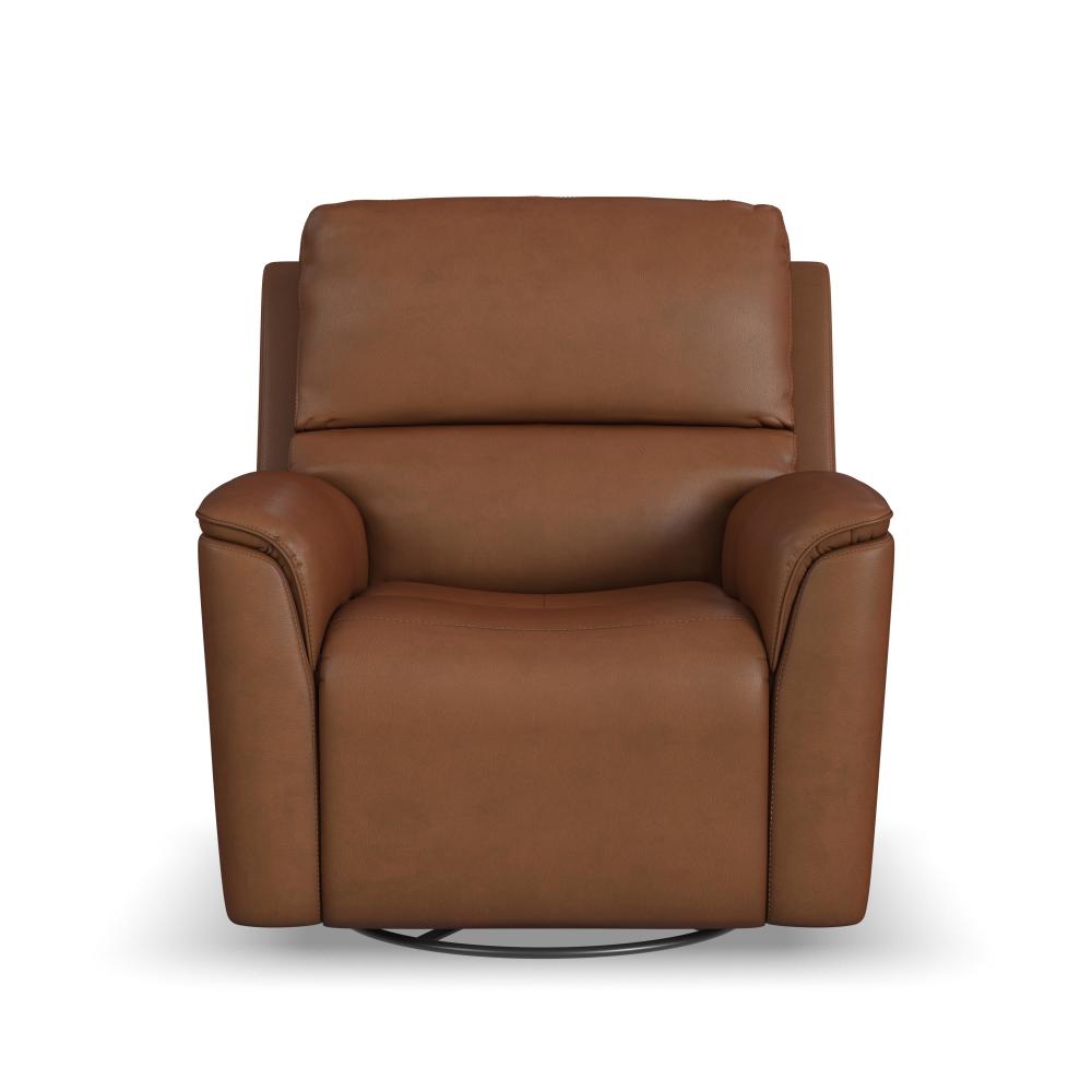 Henry Power Swivel Gliding Recliner with Power Headrest, Lumbar, Heat & Massage - Brown