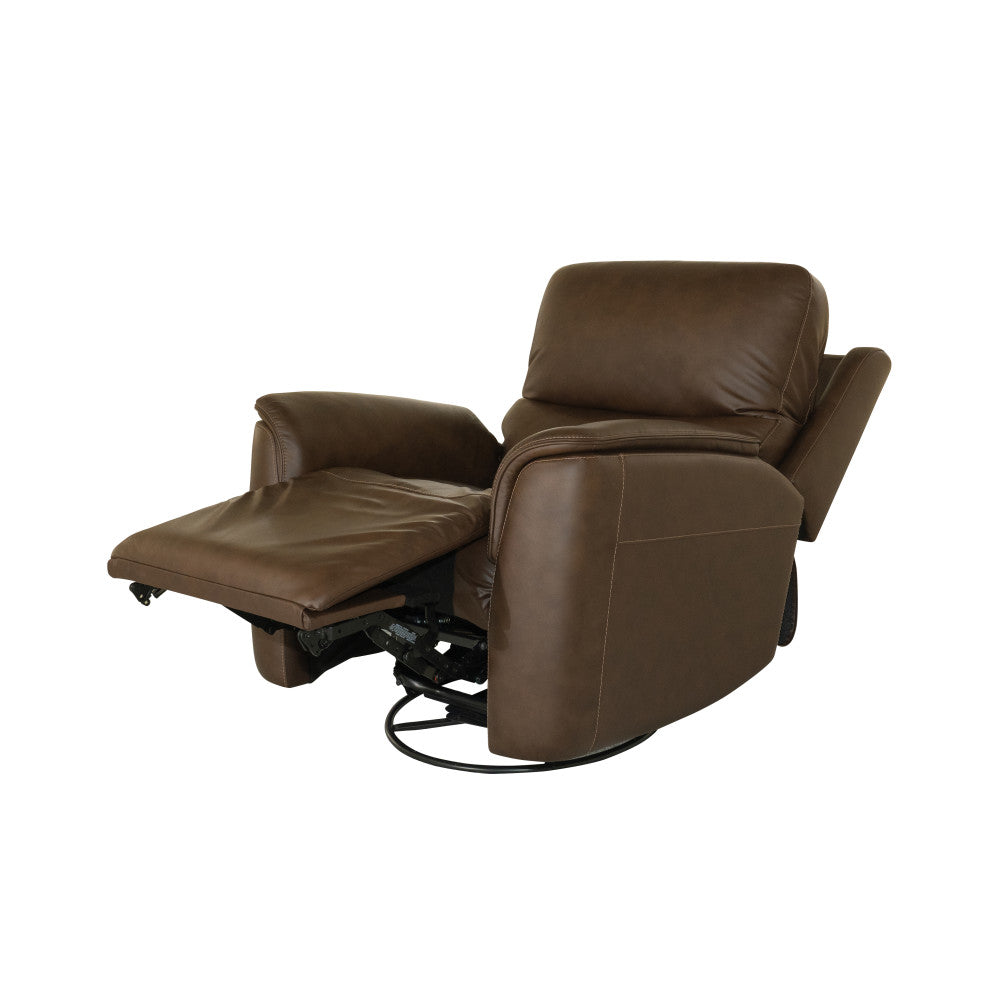 Henry Power Swivel Gliding Recliner with Power Headrest, Lumbar, Heat & Massage - Brown - 5000008236