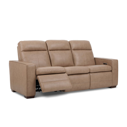 Dutch Power Reclining Sofa with Console, Power Headrest, & Lumbar - Leather 562-82