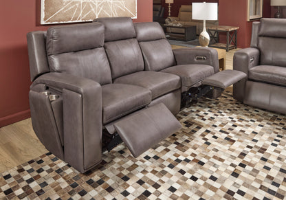 Wyatt Power Reclining Sofa with Power Headrests & Lumbar - Leather 705-02