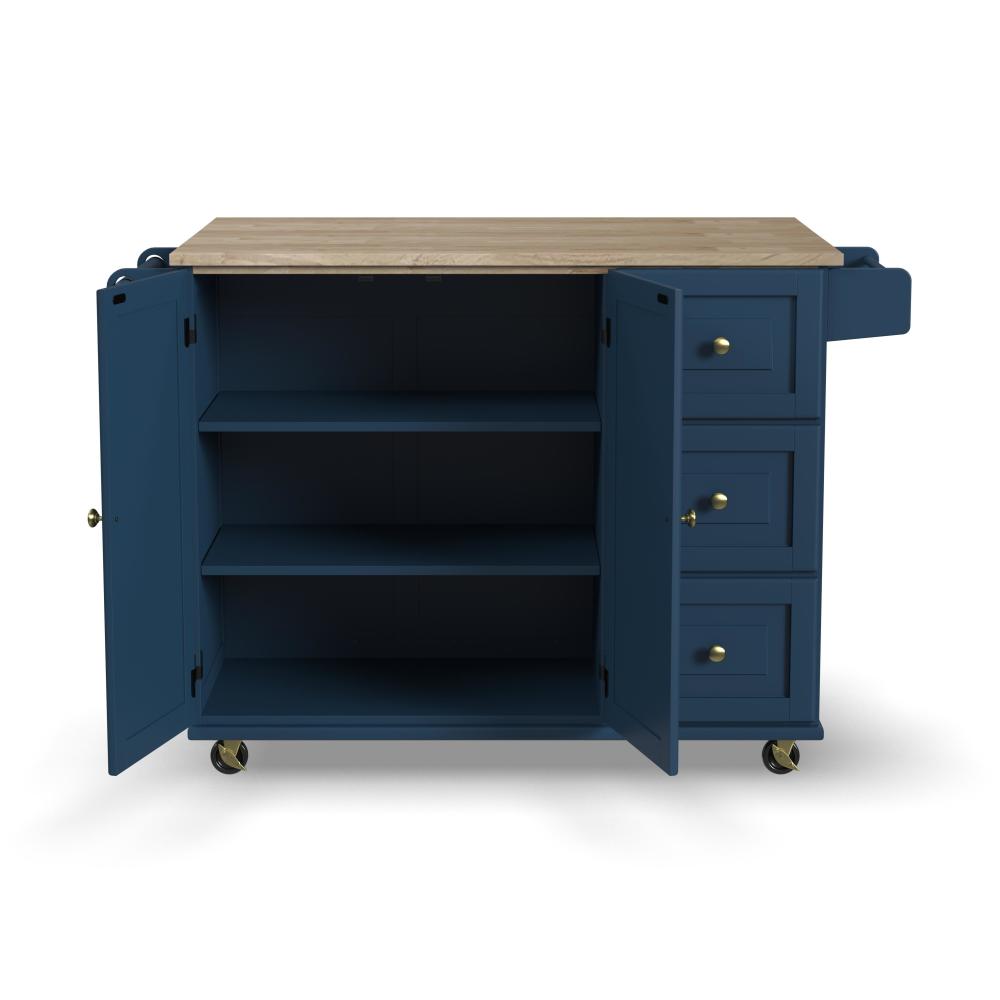 Dolly Madison Drop Leaf Kitchen Cart - Blue