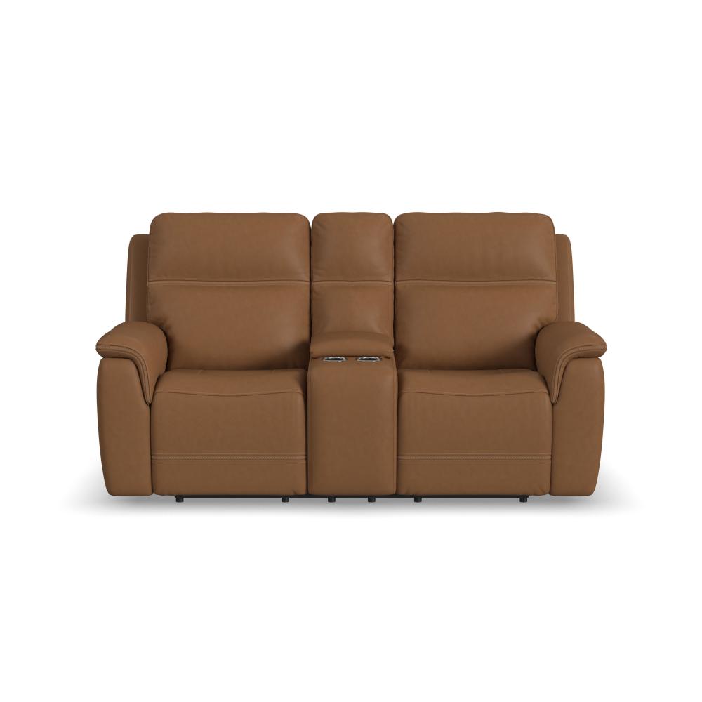 Sawyer Pwr Recl Loveseat w/ Console, Pwr Hdrsts, Lumbar - Leather 727-73