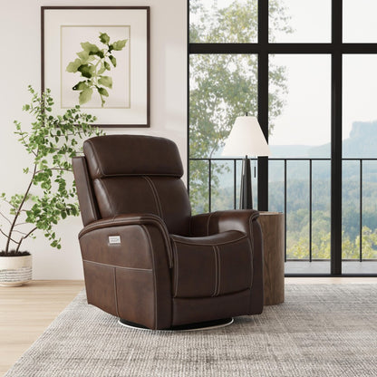 View Power Swivel Recliner with Power Headrest - Leather 050-70