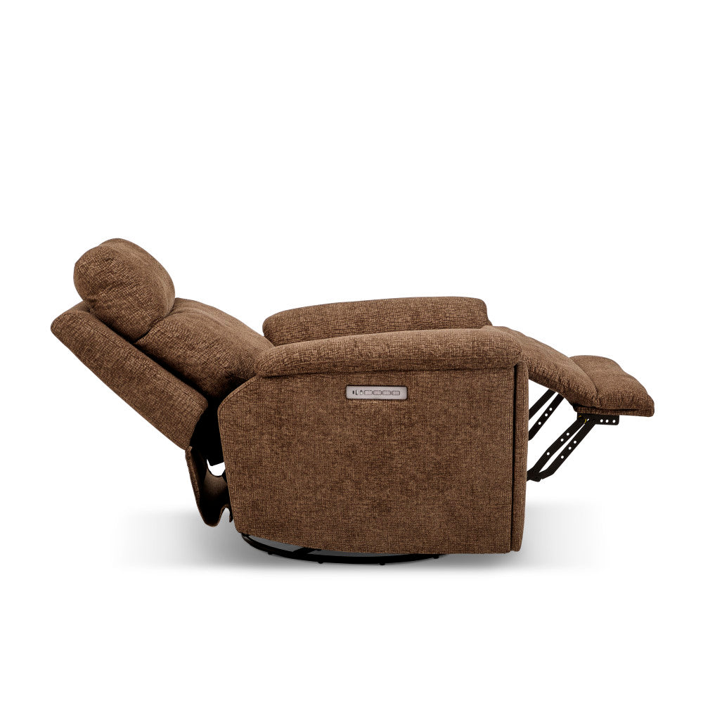 Refined Power Swivel Gliding Recliner with Power Headrest & Lumbar - Fabric 043-70