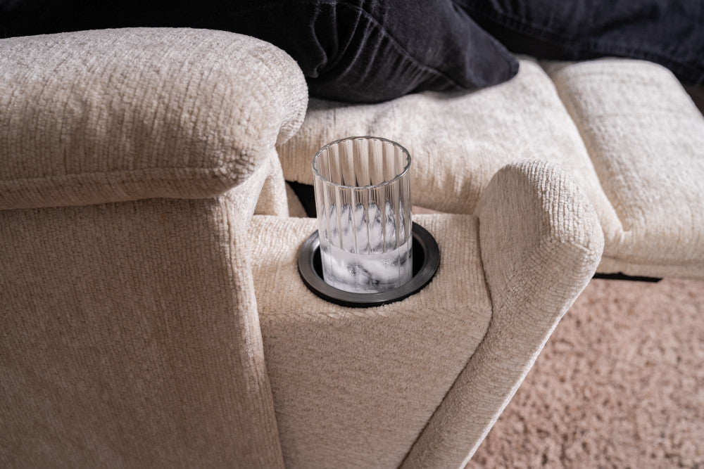 Refined Power Swivel Gliding Recliner with Power Headrest & Lumbar - Fabric 410-11