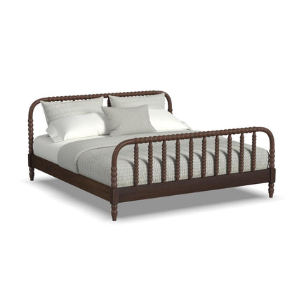 Spindle King Bed and Two Nightstands - Brown