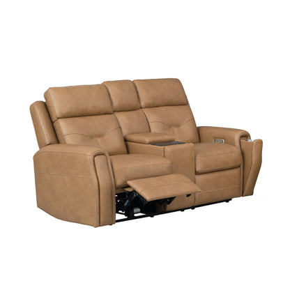 Felix Power Reclining Loveseat with Console, Power Headrest, Lumbar, Heat & Massage - Leather 408-72