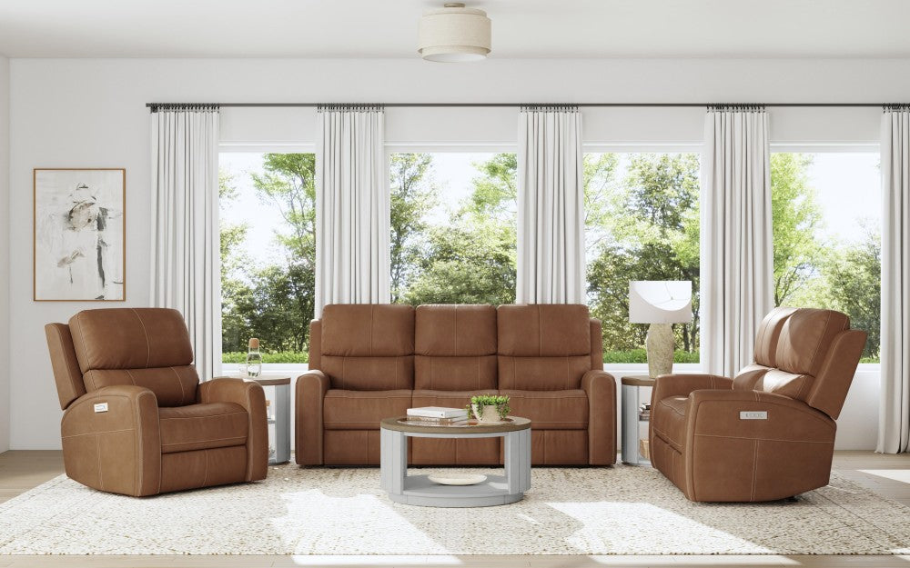 Linden Power Reclining Sofa with Power Headrests & Lumbar - Leather 946-72