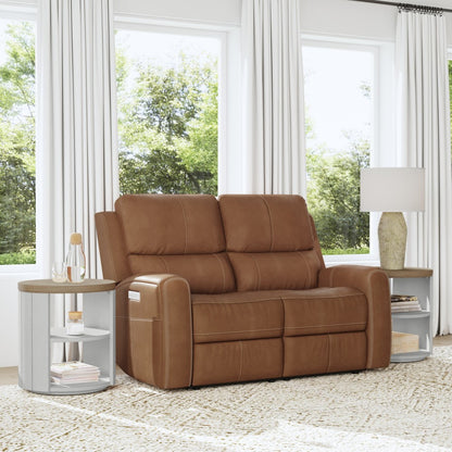 Linden Power Reclining Loveseat with Power Headrests & Lumbar - Leather 946-72
