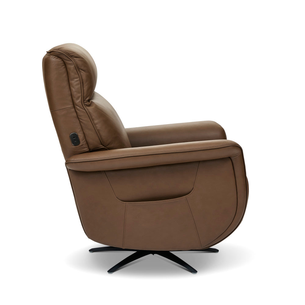 Haven Power Swivel Recliner with Power Headrest, Lumbar, Heat, Massage & Ventilation - Leather 367-72