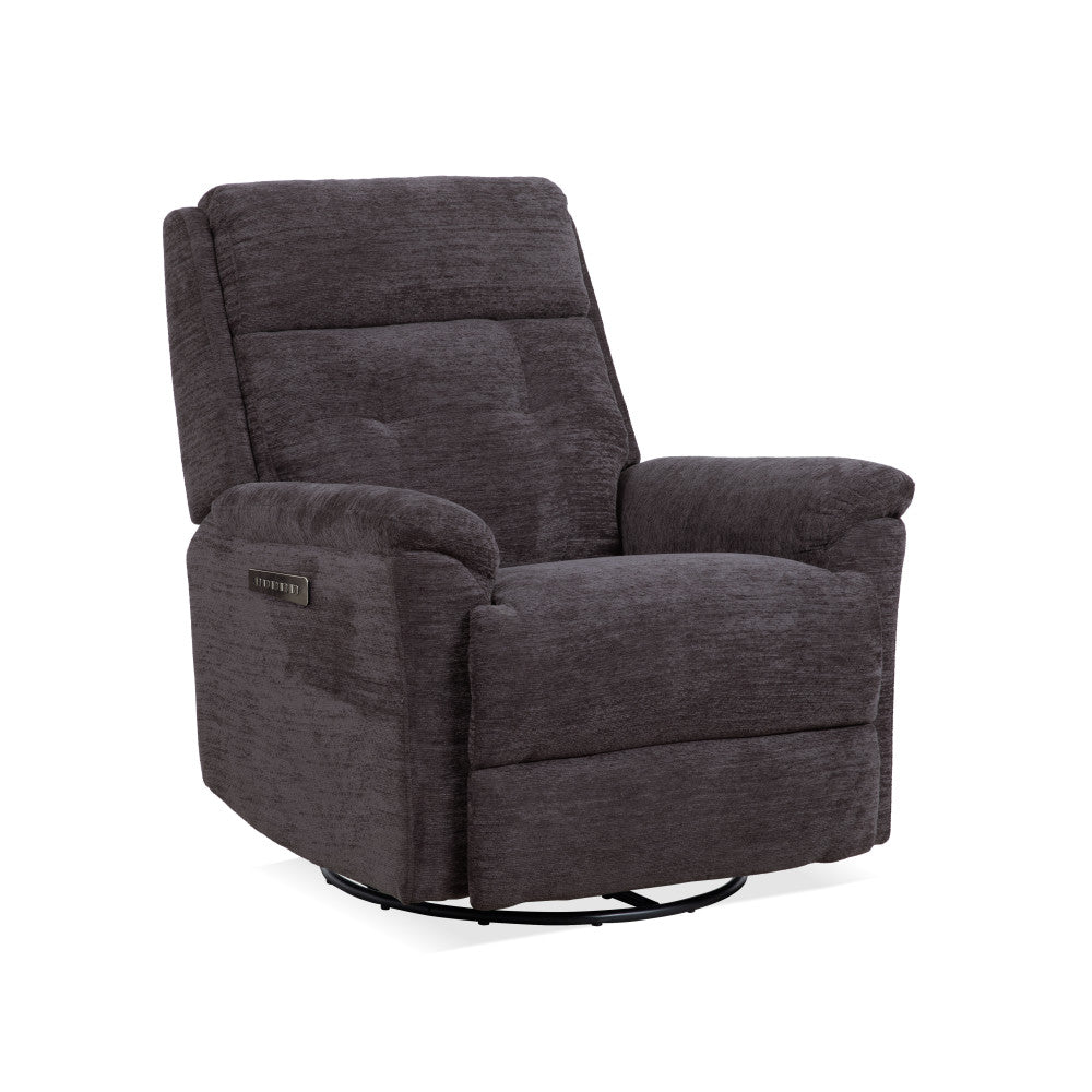 Sophisticated Power Swivel Gliding Recliner with Power Headrest & Lumbar - Fabric 410-02