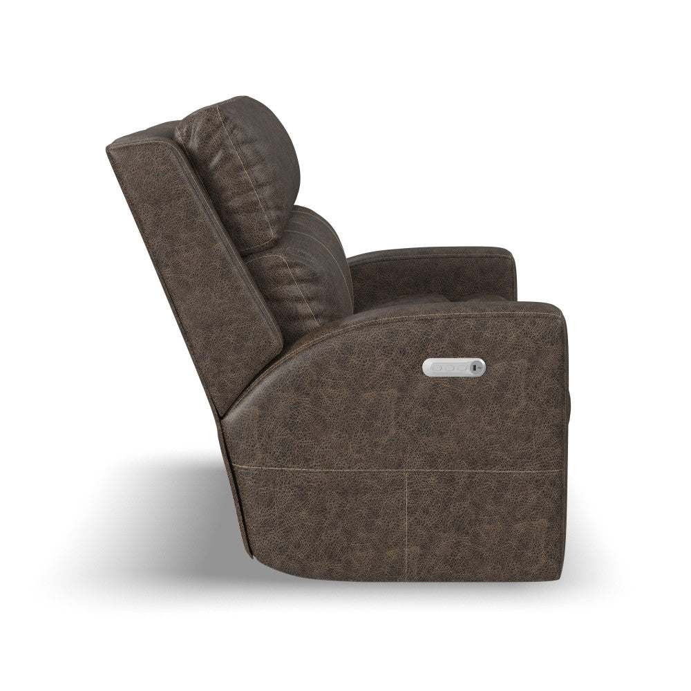 Score Power Reclining Loveseat with Power Headrests & Lumbar - Leather 654-70