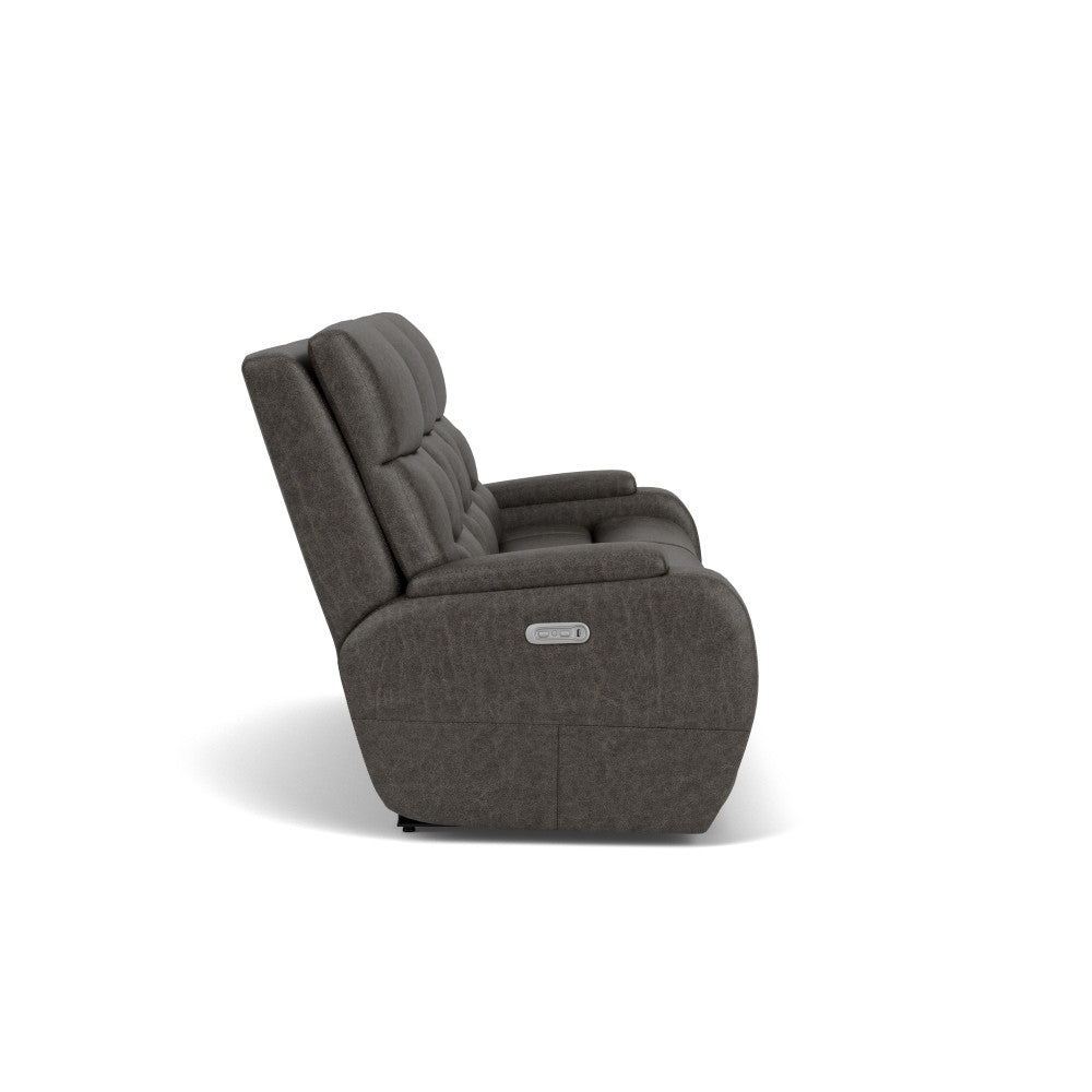 Strait Power Reclining Sofa with Power Headrests - Leather 653-80