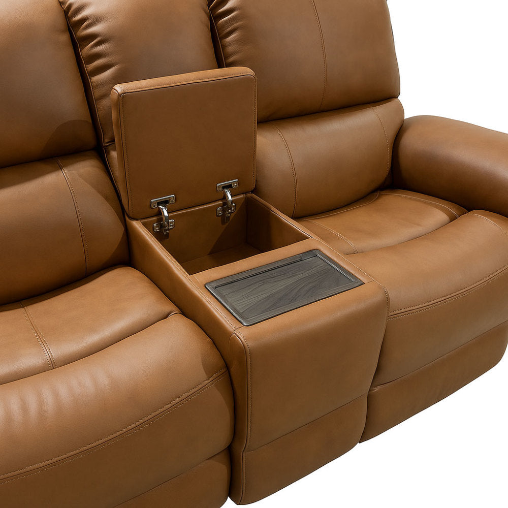 Henry Power Reclining Loveseat with Console & Power Headrests & Lumbar - Leather 946-72
