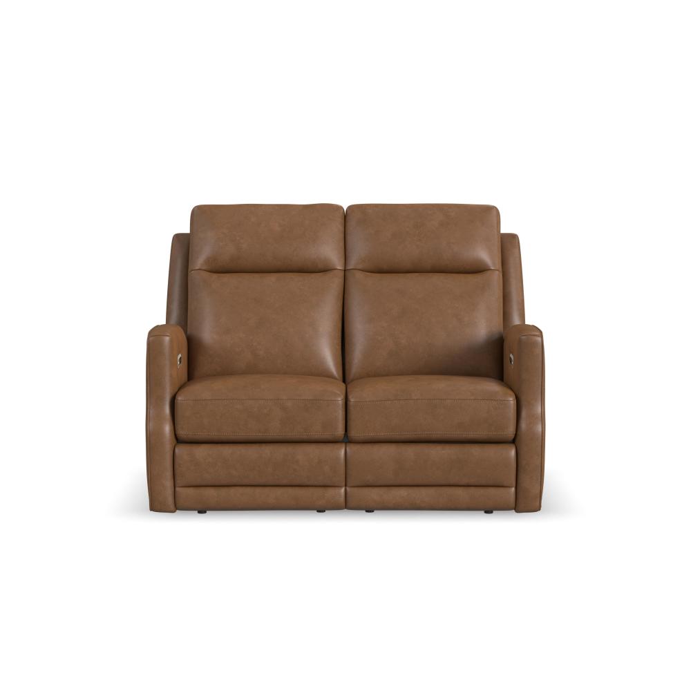 Maxwell Power Reclining Loveseat with Power Headrests and Lumbar - Brown