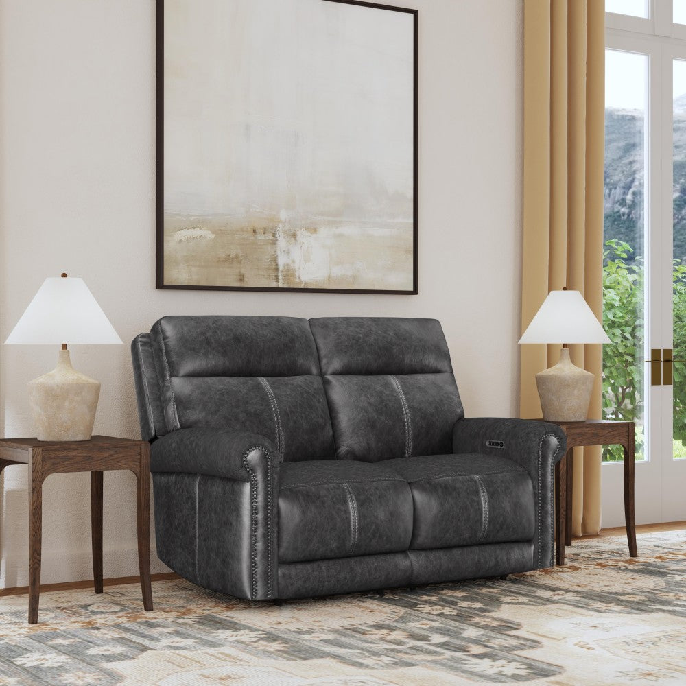 Alexander Power Reclining Loveseat with Power Headrest & Lumbar - Leather 706-03