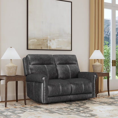 Alexander Power Reclining Loveseat with Power Headrest & Lumbar - Leather 706-03