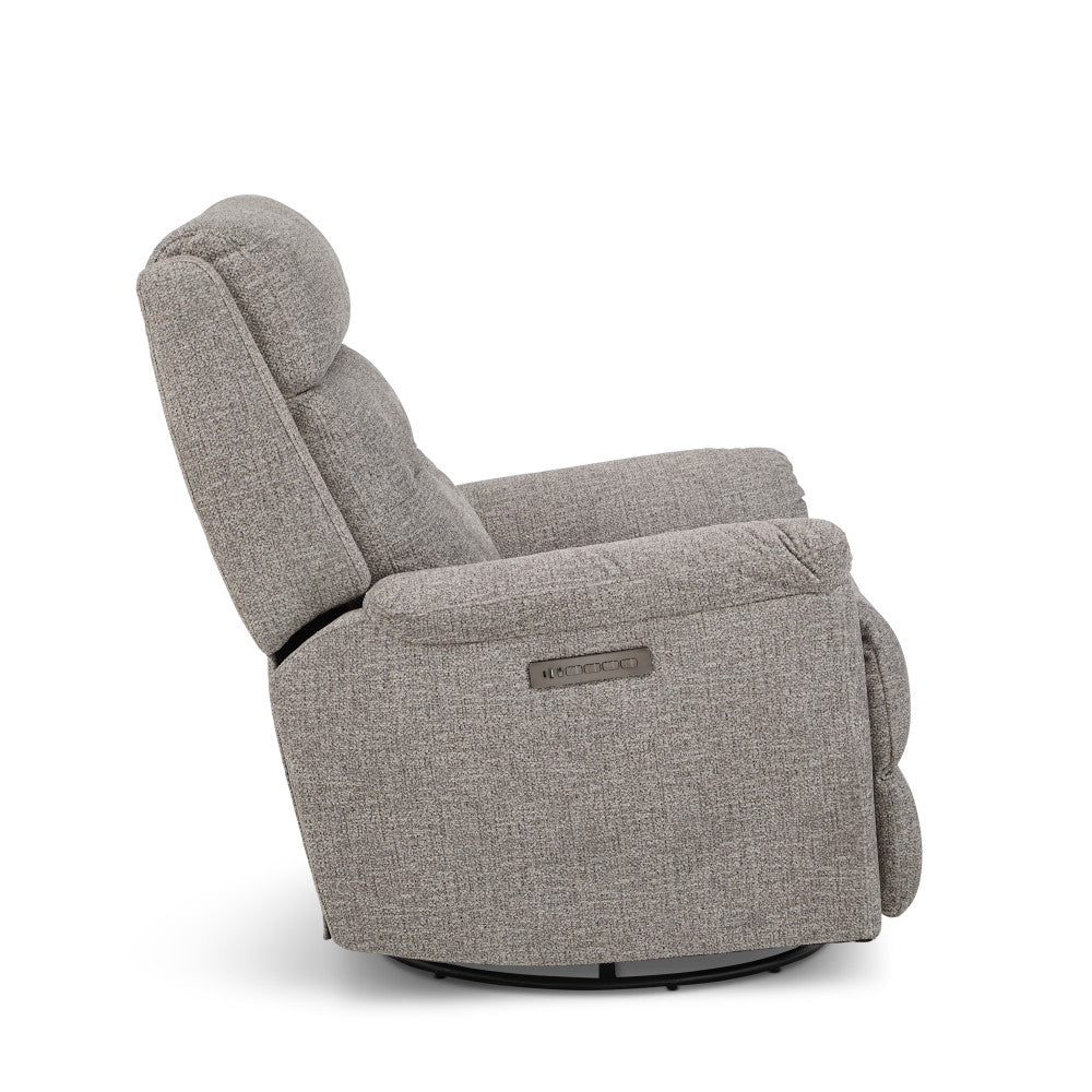 Sophisticated Power Swivel Gliding Recliner with Power Headrest & Lumbar - Fabric 365-72