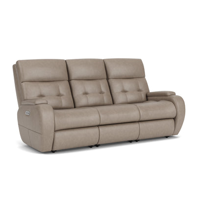 Strait Power Reclining Sofa with Power Headrests - Leather 653-80