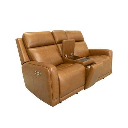 Alister Power Gliding Loveseat with Console, Power Headrests & Lumbar - Leather 734-72