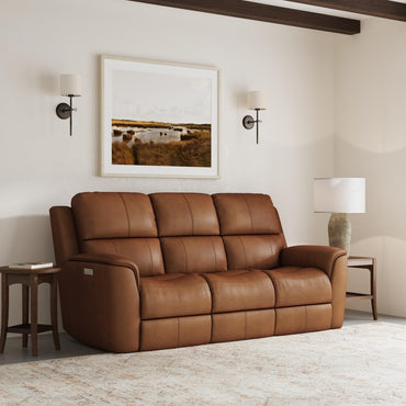 Henry Power Reclining Sofa with Power Headrests & Lumbar - Leather 946-72