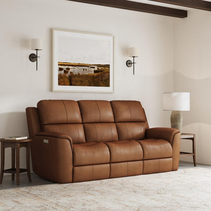 Henry Power Reclining Sofa with Power Headrests & Lumbar - Leather 946-72