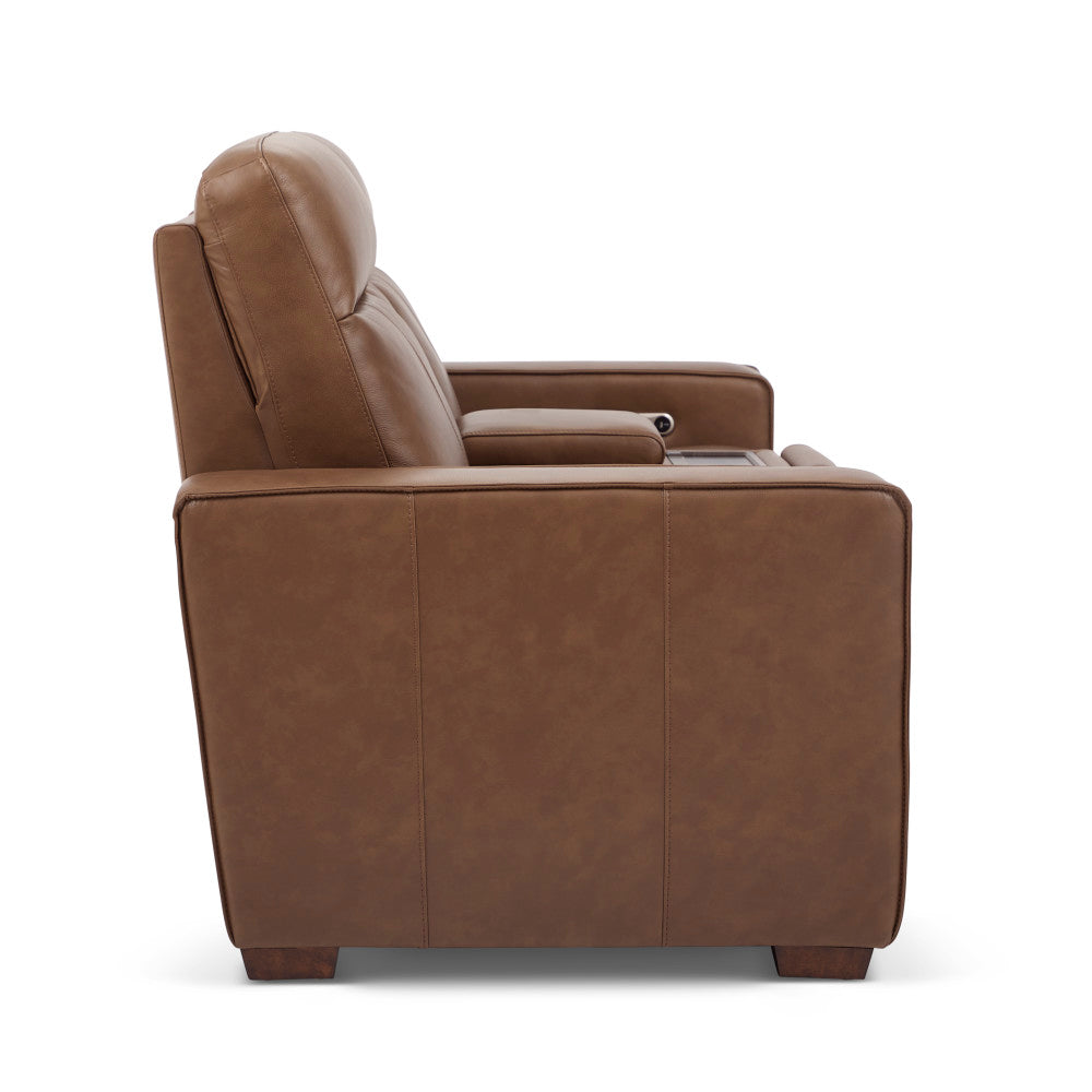 Dutch Power Reclining Loveseat with Console, Power Headrest & Lumbar - Leather 562-80
