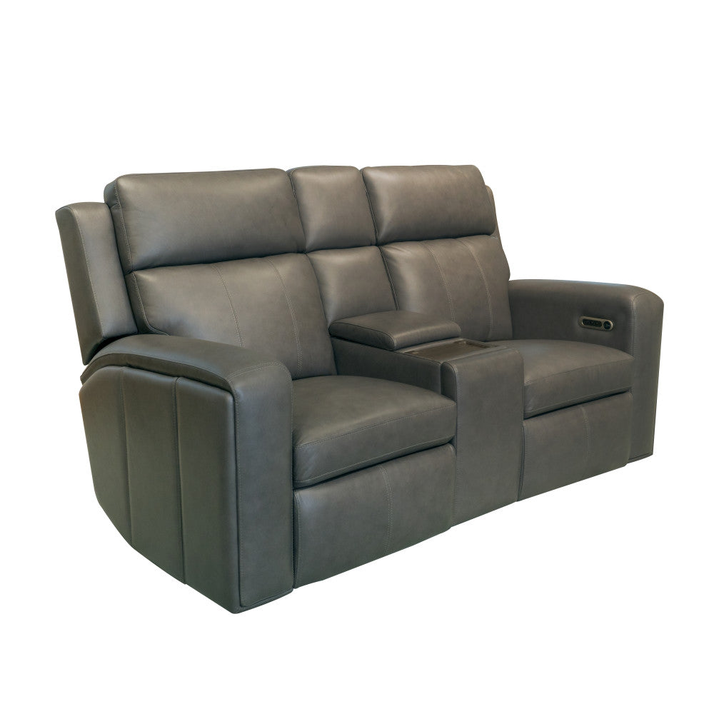 Wyatt Power Reclining Loveseat with Console & Power Headrests & Lumbar - Leather 705-02