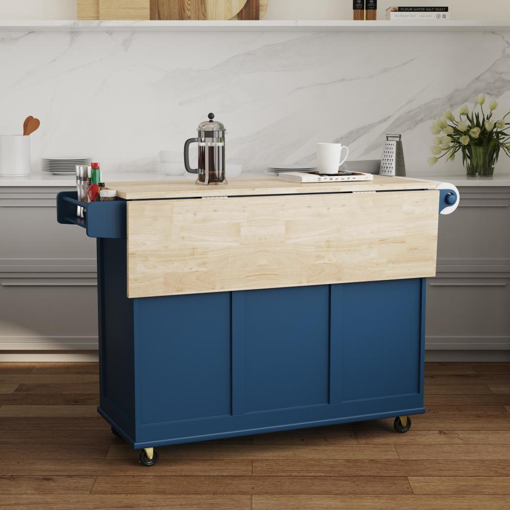 Dolly Madison Drop Leaf Kitchen Cart - Blue