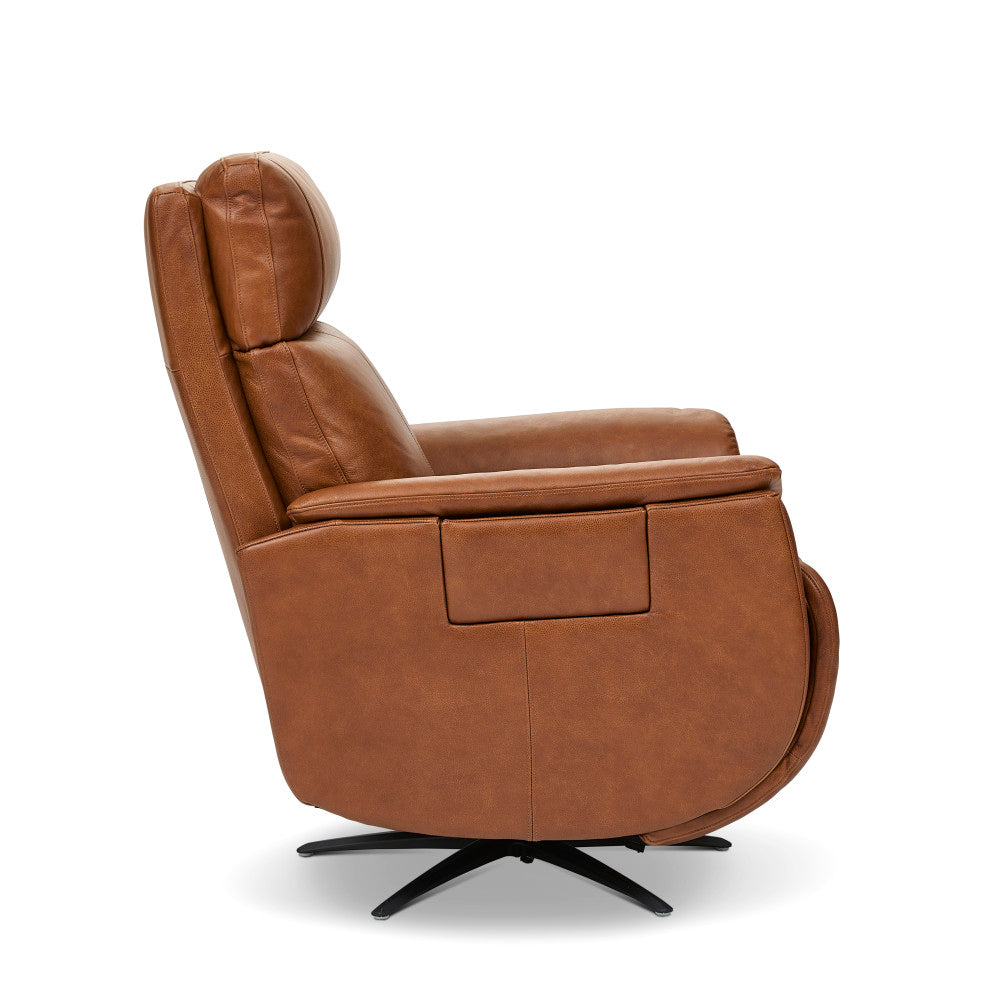 Cove Power Swivel Recliner with Power Headrest, Lumbar, Heat, & Massage - Leather 896-74