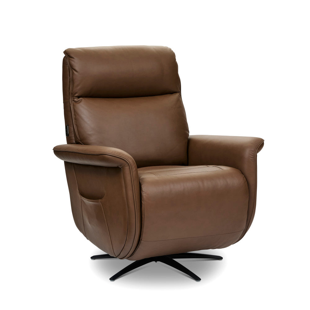 Haven Power Swivel Recliner with Power Headrest, Lumbar, Heat, Massage & Ventilation - Leather 367-72