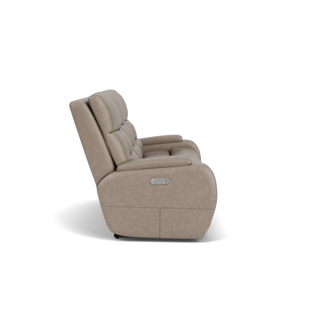 Strait Power Reclining Sofa with Power Headrests - Leather 653-80