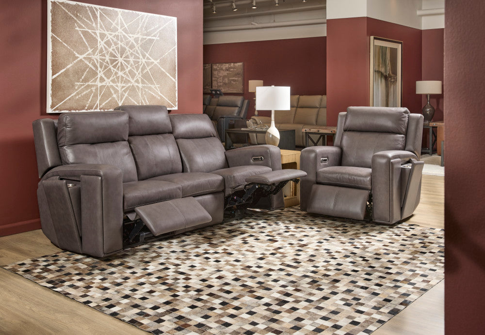 Wyatt Power Reclining Sofa with Power Headrests & Lumbar - Leather 705-02