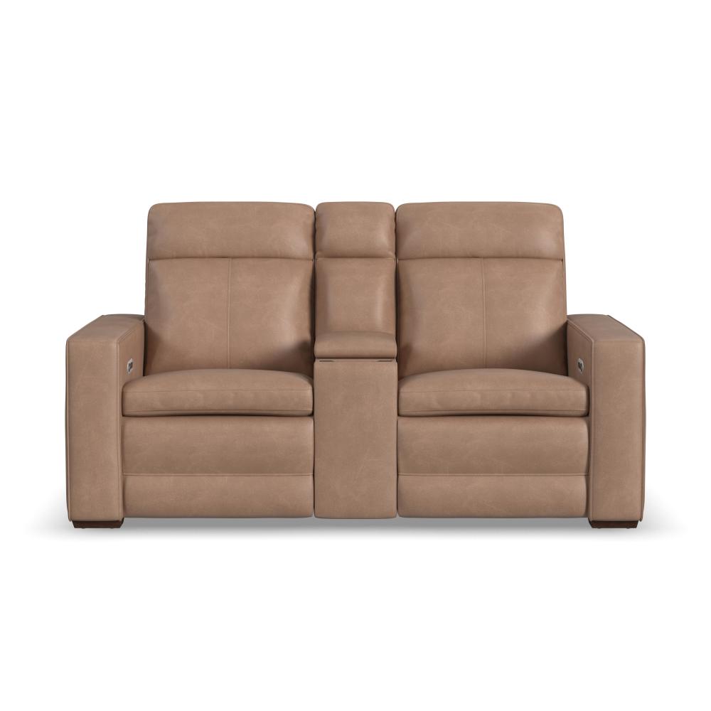 Dutch Power Reclining Loveseat with Console, Power Headrest & Lumbar - Leather 562-82