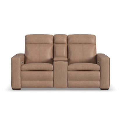 Dutch Power Reclining Loveseat with Console, Power Headrest & Lumbar - Leather 562-82