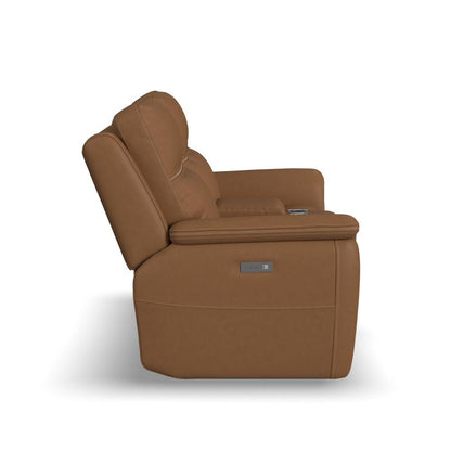 Sawyer Pwr Recl Loveseat w/ Console, Pwr Hdrsts, Lumbar - Leather 727-73