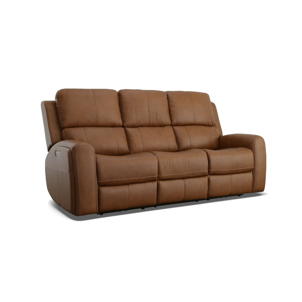 Linden Power Reclining Sofa with Power Headrests & Lumbar - Leather 946-72