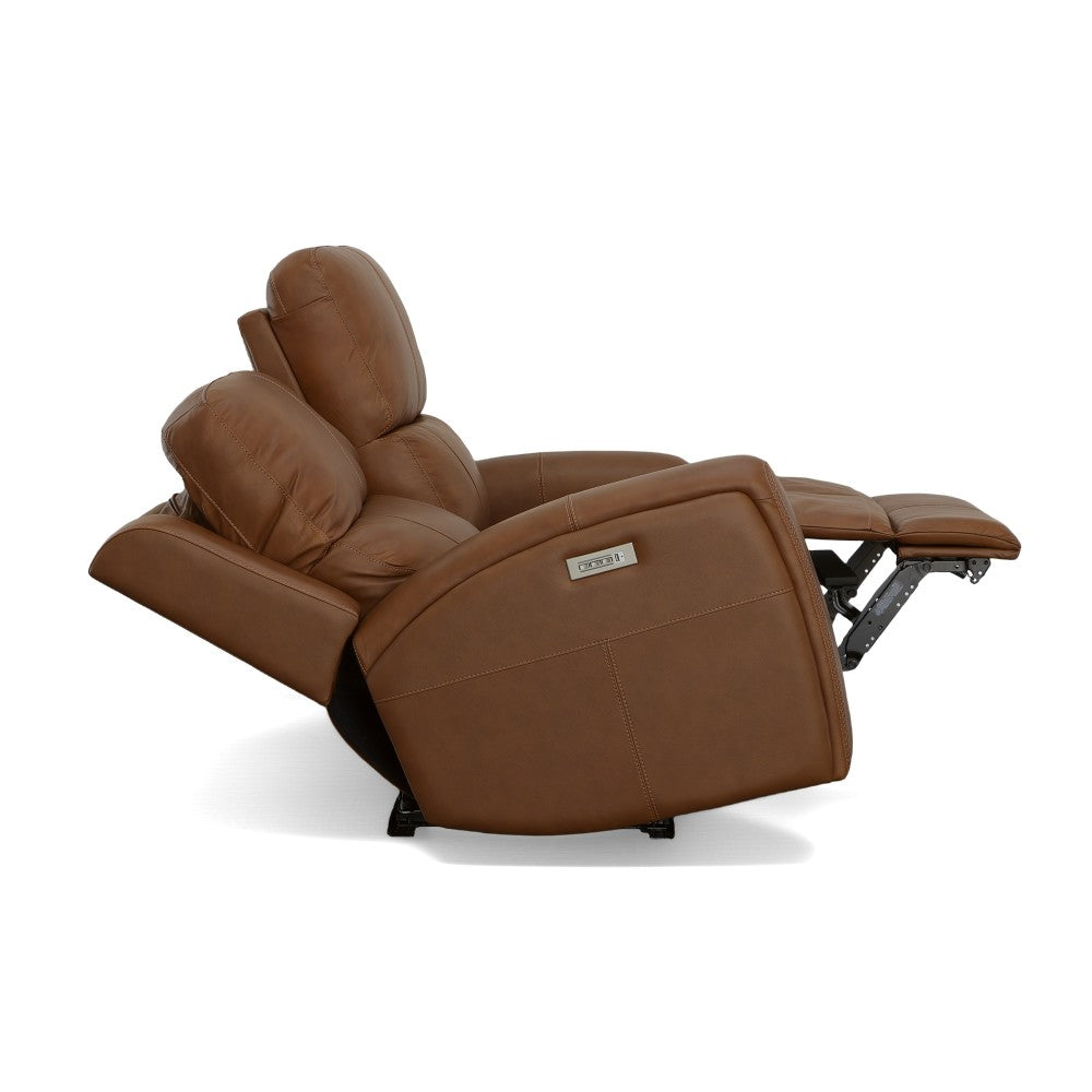 Linden Power Reclining Loveseat with Power Headrests & Lumbar - Leather 946-72