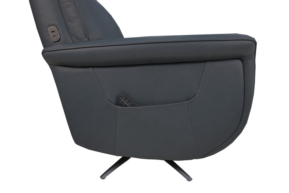 Haven Power Swivel Recliner with Power Headrest, Lumbar, Heat, Massage & Ventilation - Leather 367-40