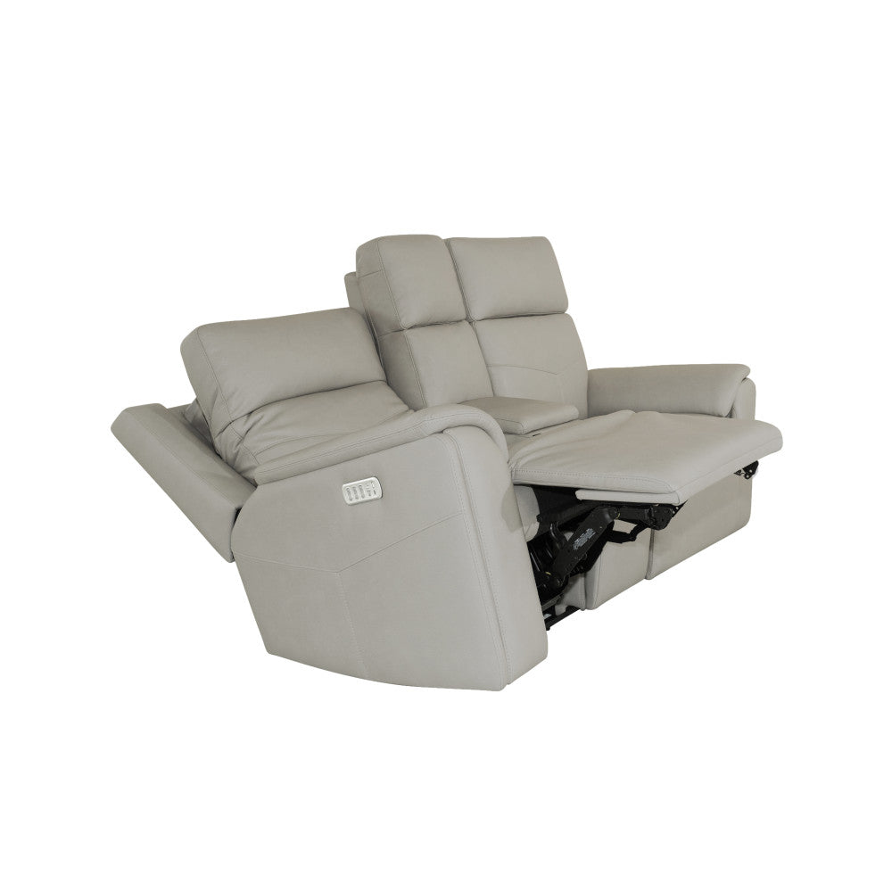 Vernon Power Reclining Loveseat with Console, Power Headrests, Lumbar, Heat & Massage - Sand