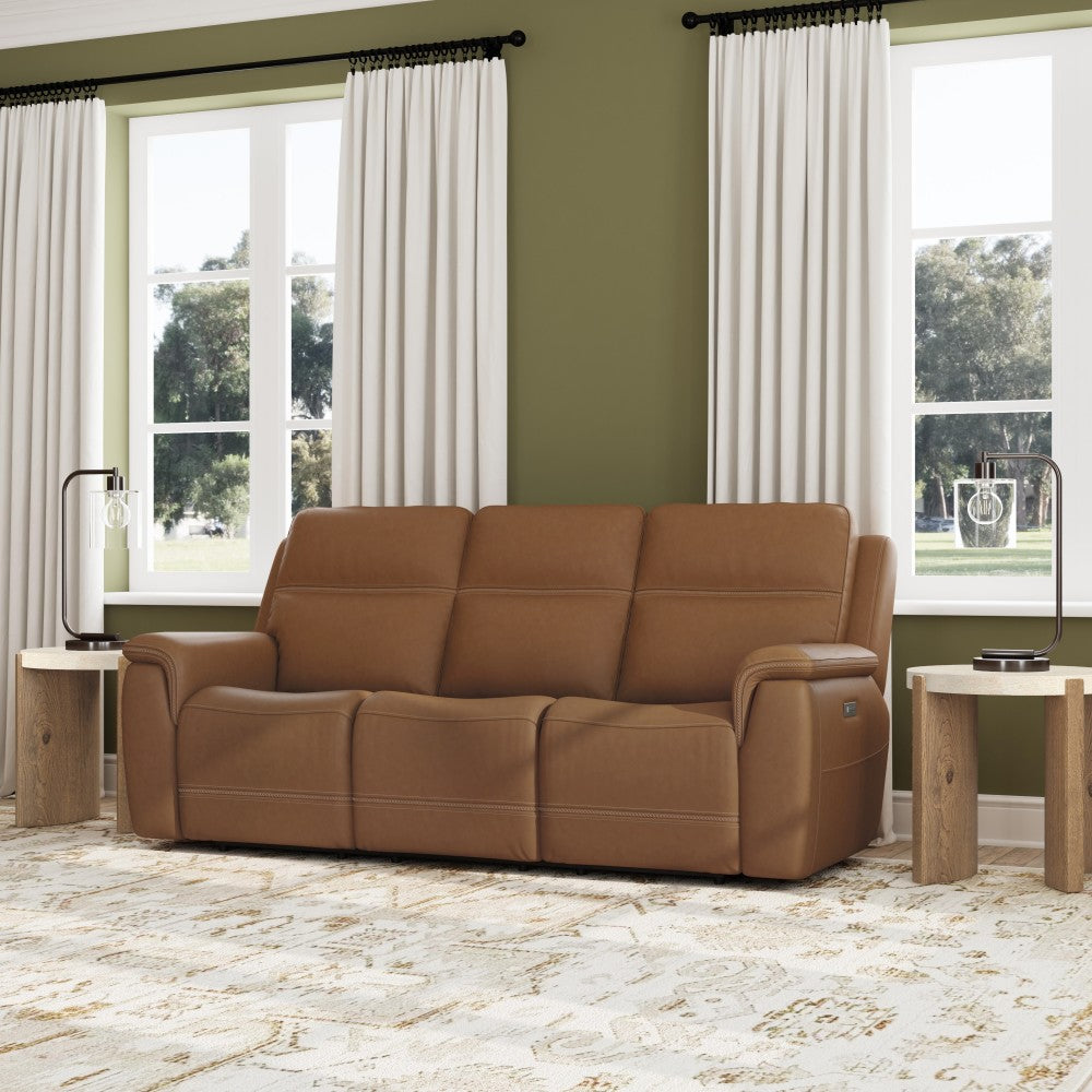 Sawyer Power Reclining Sofa with Power Headrests & Lumbar - Leather 727-73
