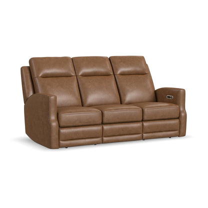 Maxwell Power Reclining Sofa with Power Headrests and Lumbar - Brown