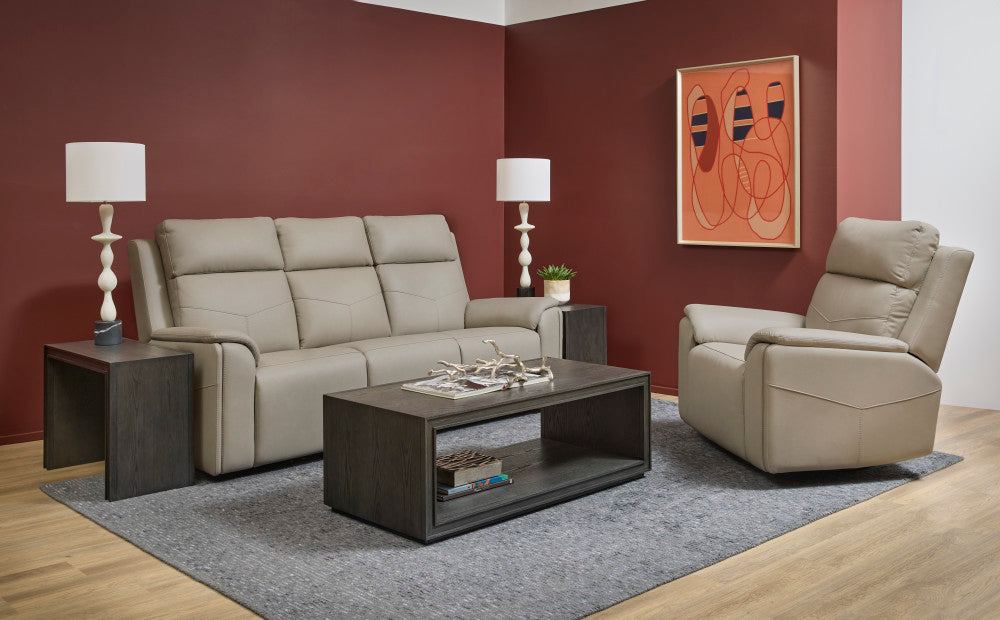 Vernon Power Reclining Sofa with Console, Power Headrest, Lumbar, Heat & Massage - Fabric 386-01